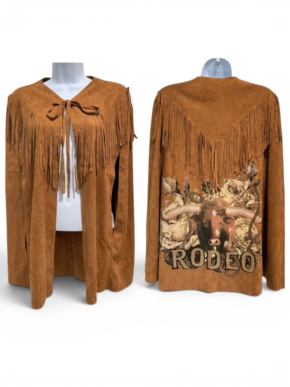 Rodeo Quincy Women’s S/M Western Frill Fringe Poncho Style Rodeo